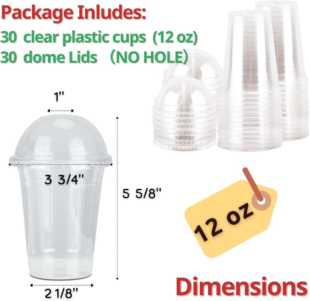 30 Sets 12 oz Clear Plastic Cu - Plastic Dome Clear のレビューと価格