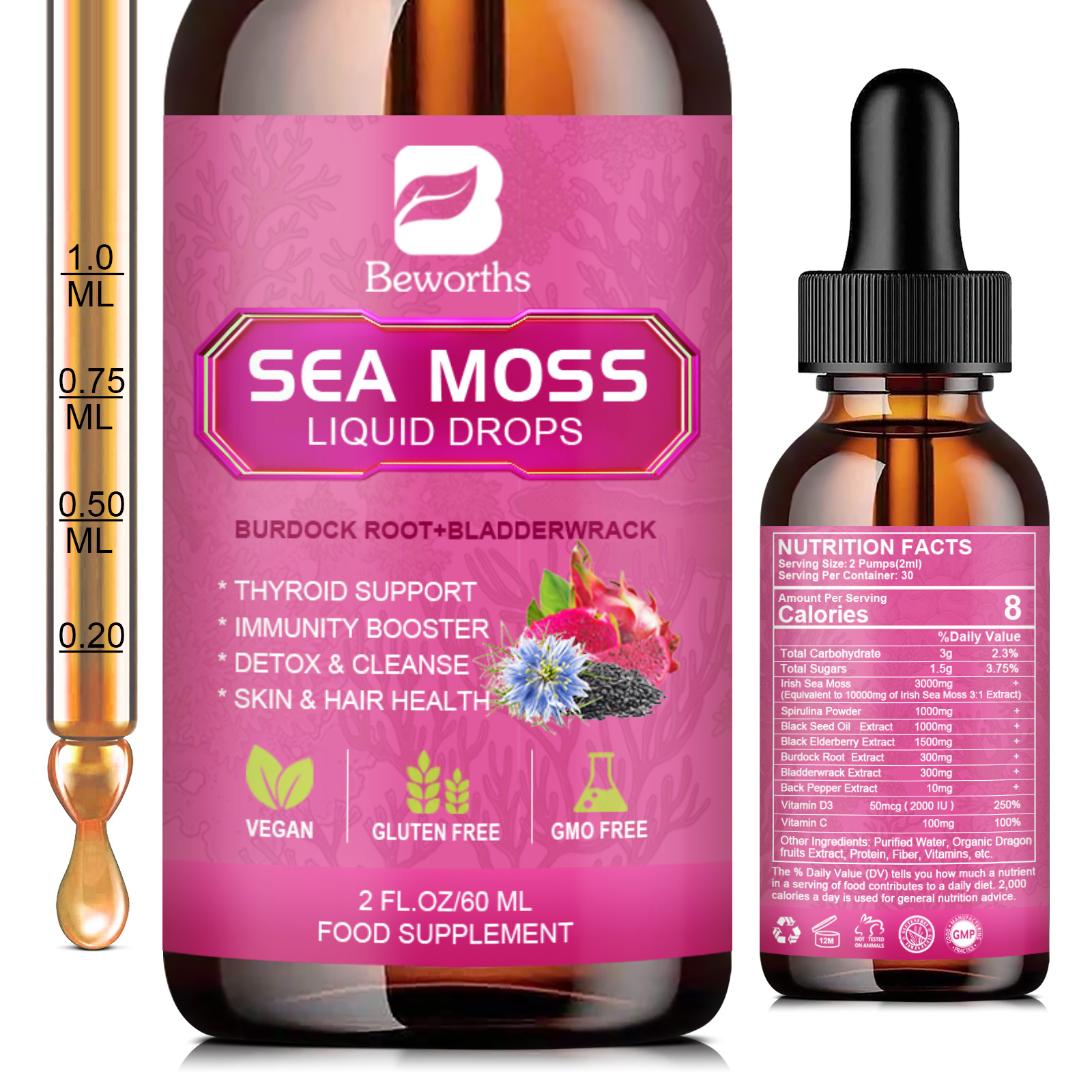 BEWORTHS 3000MG Seamoss Liquid - Root Stimulator Liquid のレビューと価格