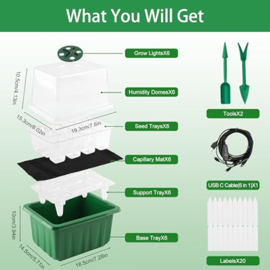 Seed Starter Tray with Light 6 - Humidity Dome Kit のレビューと価格