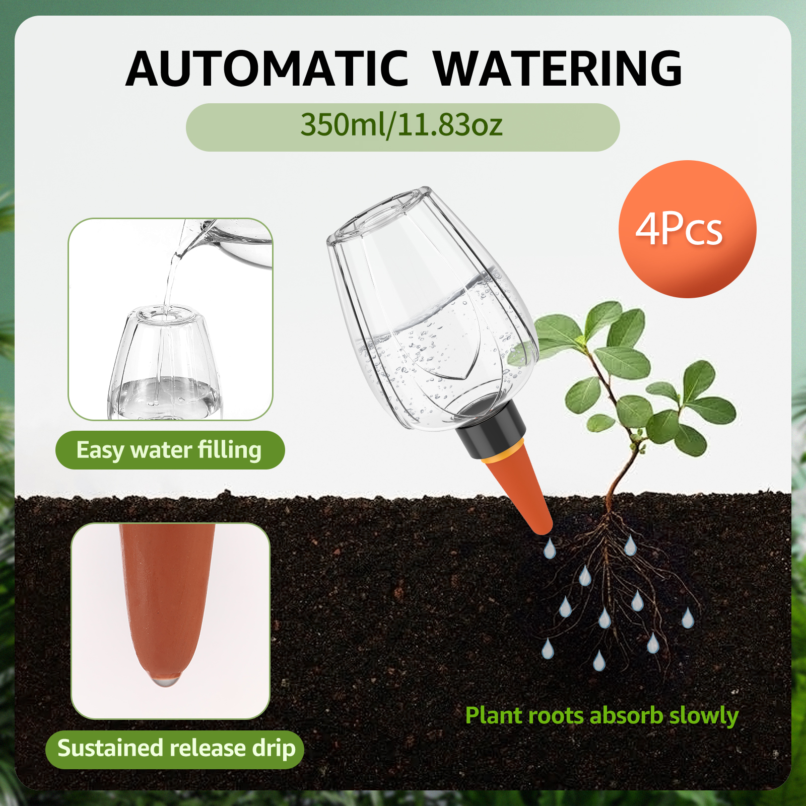 4Pcs Plant Watering Globe Clea - Self Watering Insert のレビューと価格