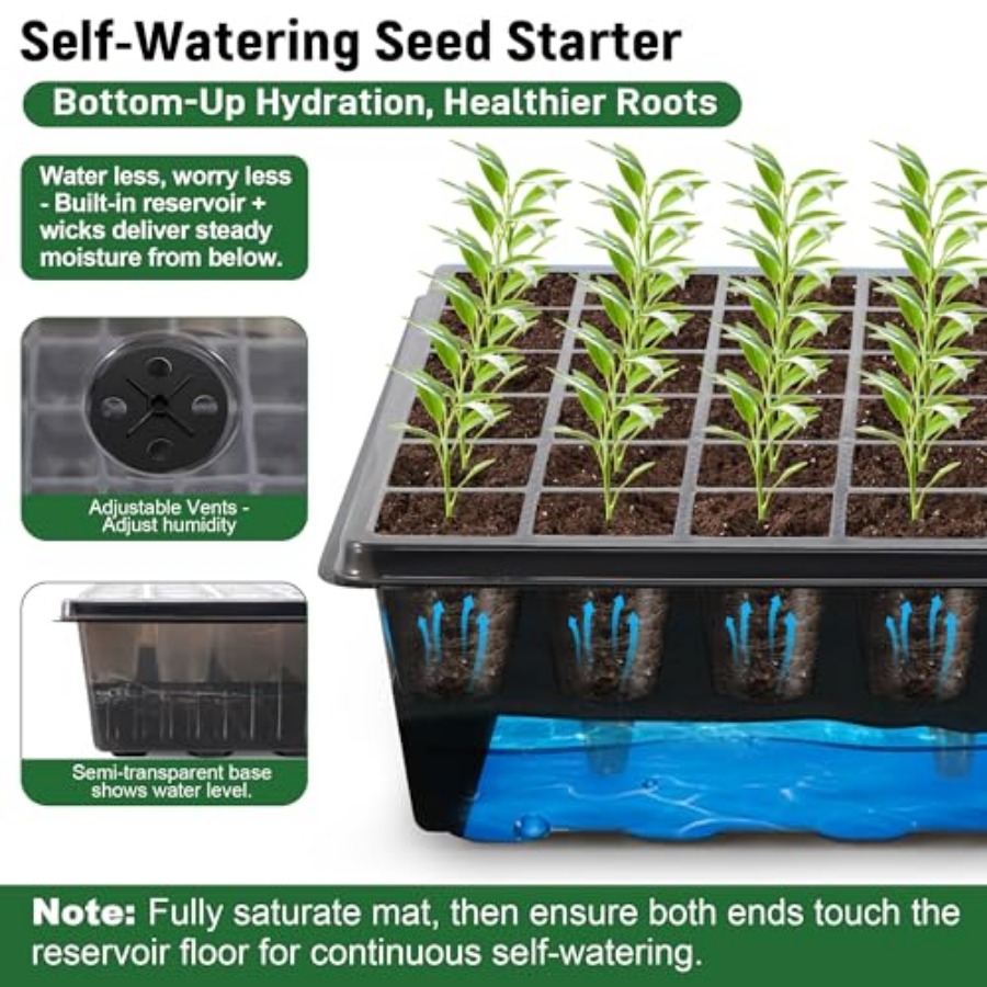 60-Cell Self-Watering Seed Sta - Humidity Dome Kit のレビューと価格