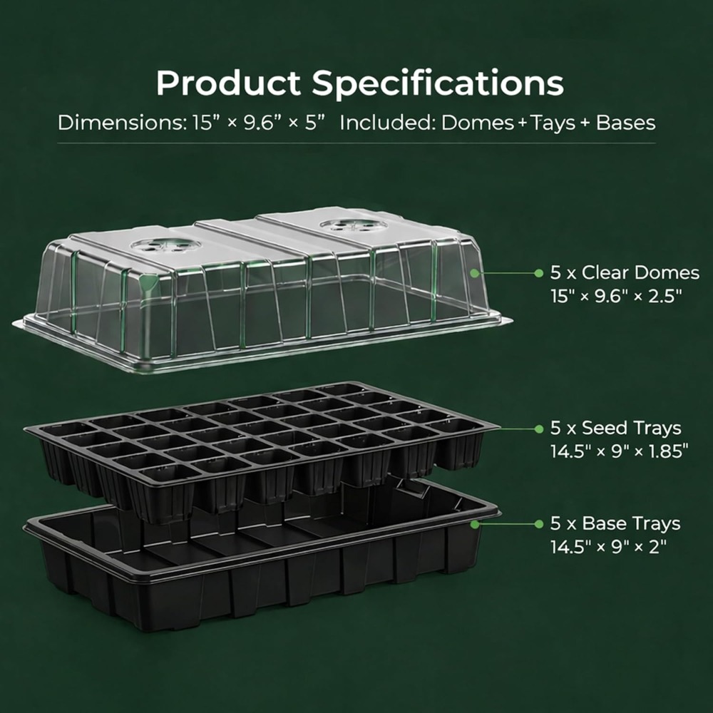 5-Set Seed Starter Tray Kits,  - Humidity Dome Kit のレビューと価格