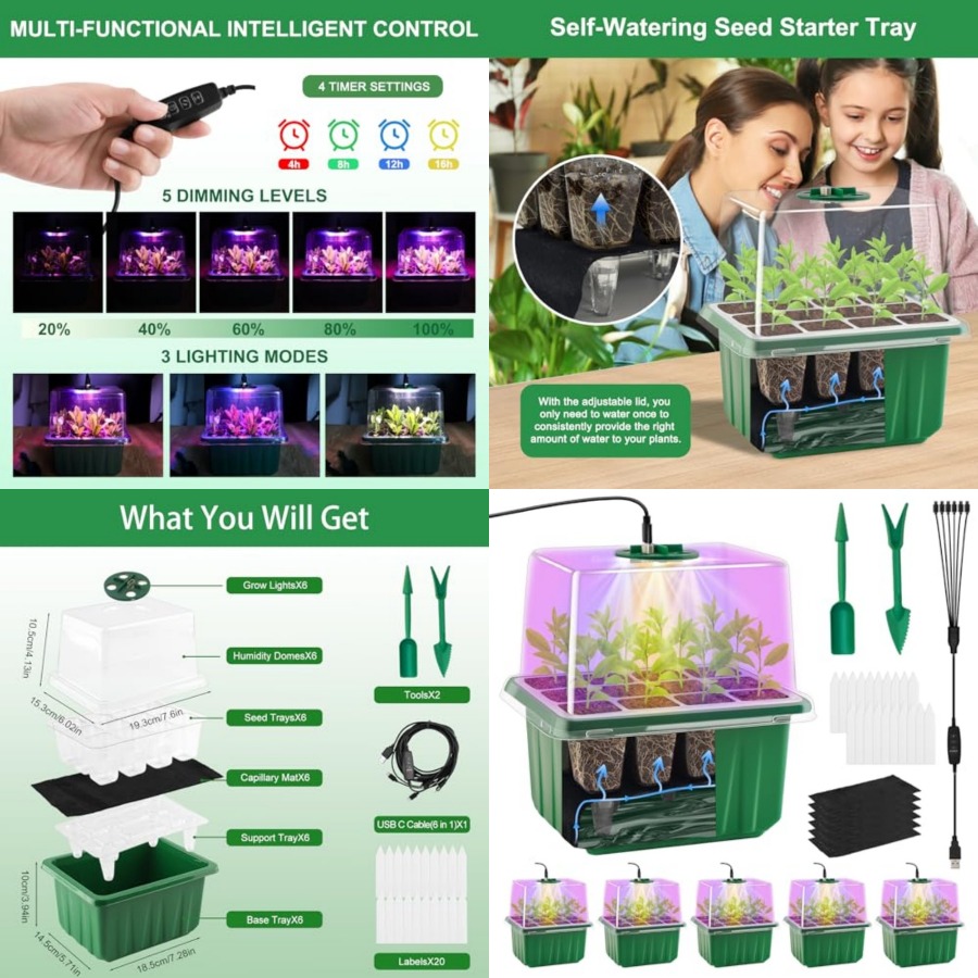 Seed Starter Tray with Light,  - Humidity Dome Kit のレビューと価格