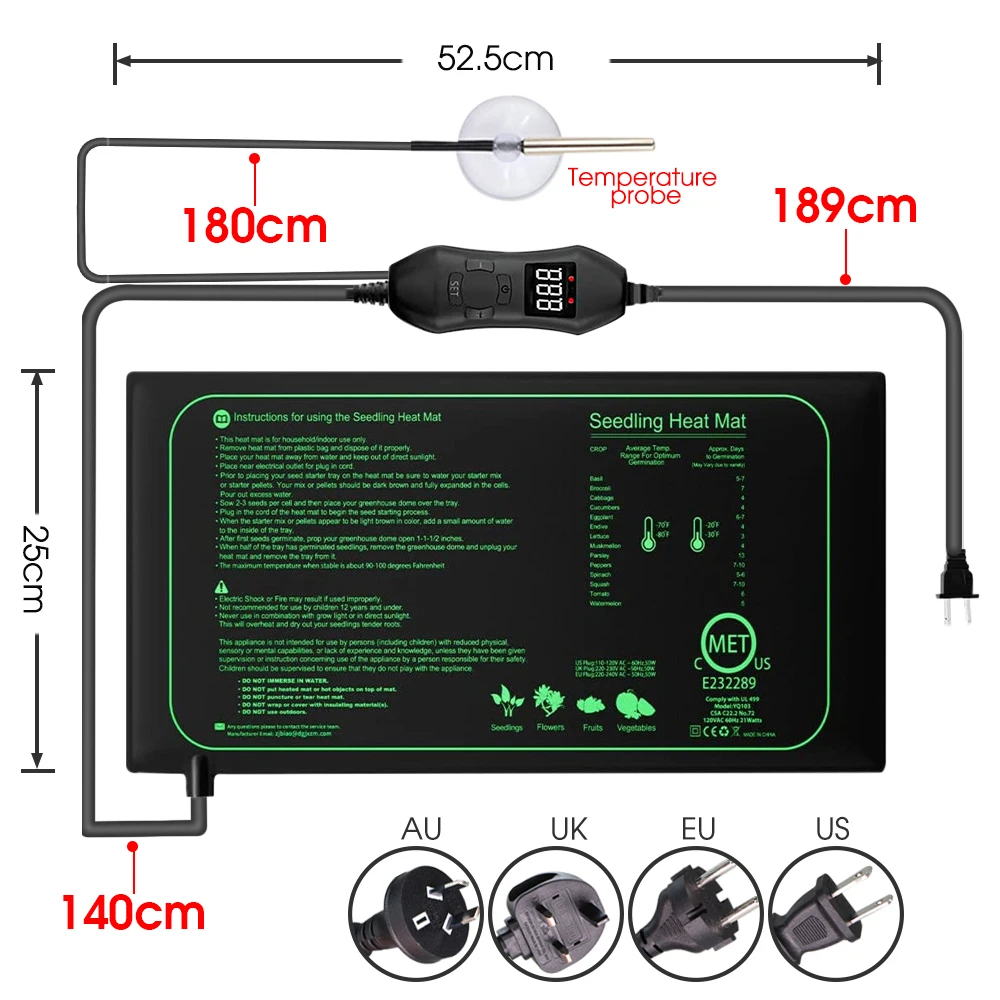 50W EU-US/UK/AU Adjustable The - Heat Mat Seedling のレビューと価格