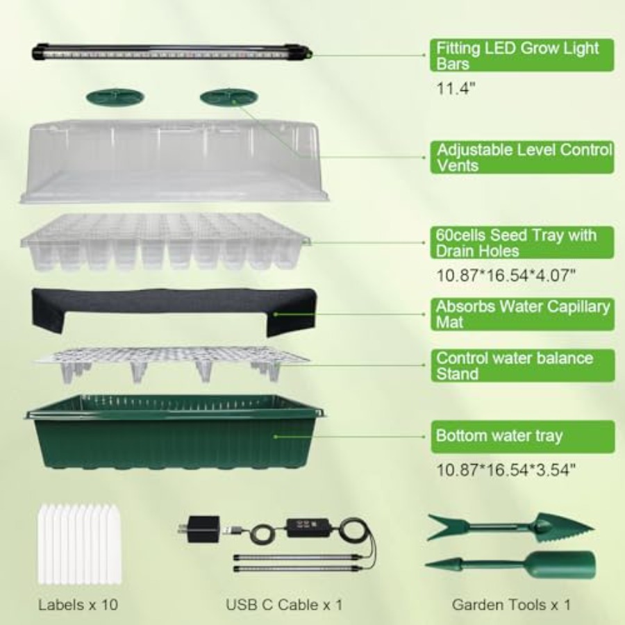 Seed Starter Tray with Grow Li - Humidity Dome Kit のレビューと価格