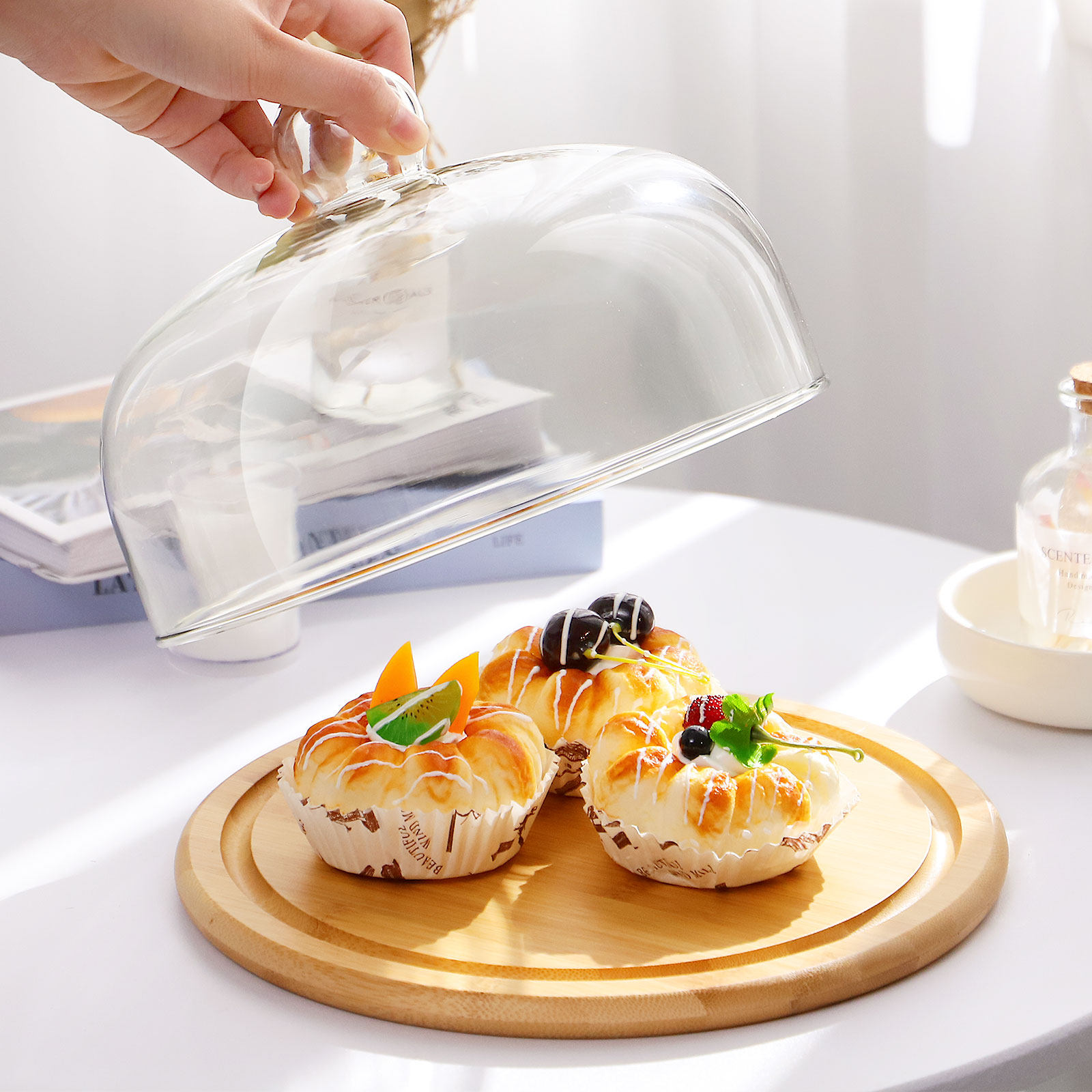1Set Cake Holder Glass Dome Co - Plastic Dome Clear のレビューと価格