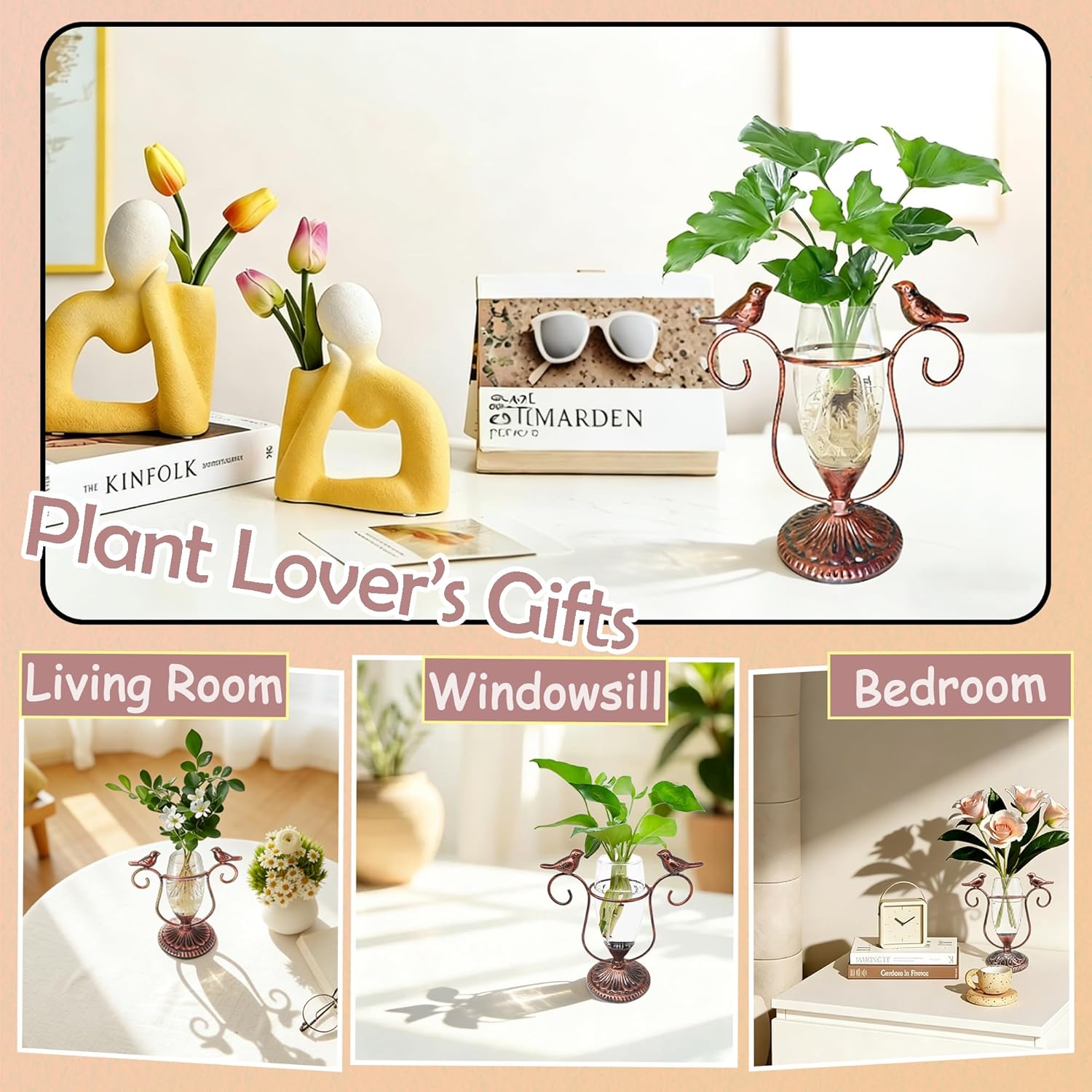 2 Vintage Copper Bird Plant Pr - Propagation Station Vase のレビューと価格