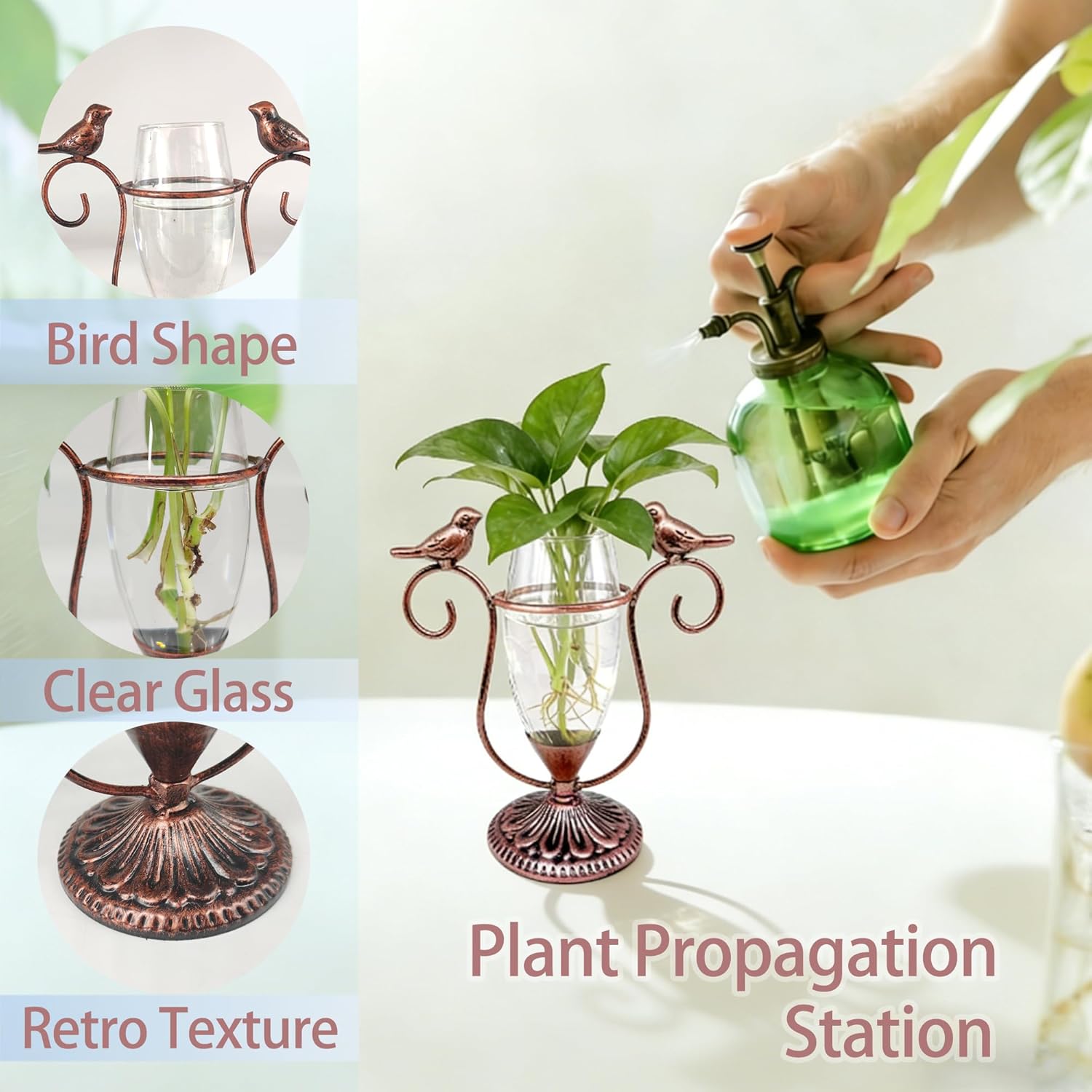 2 Vintage Copper Bird Plant Pr - Propagation Station Vase のレビューと価格